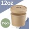 12 oz 25 Pack Paper Soup Containers with lids, Disposable Kraft Food Cups, Soup Cups Paper Ice Cream Cup, Dessert Cup, Yogurt Ice Cream Containers. Great For Restaurants, Take Outs, or To-Go Lunch
